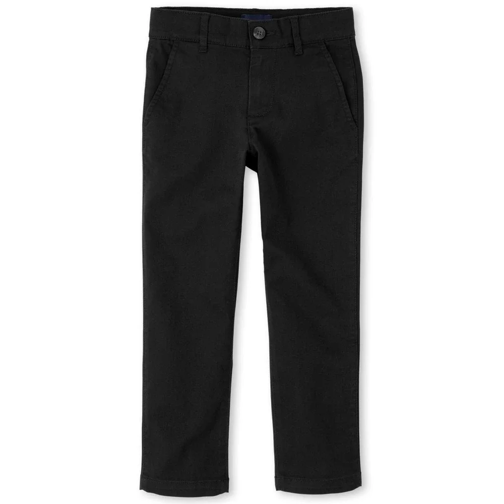 The Children's Place Boys Uniform Chino Pants Size 5 Black Stretch Skinny Fit
